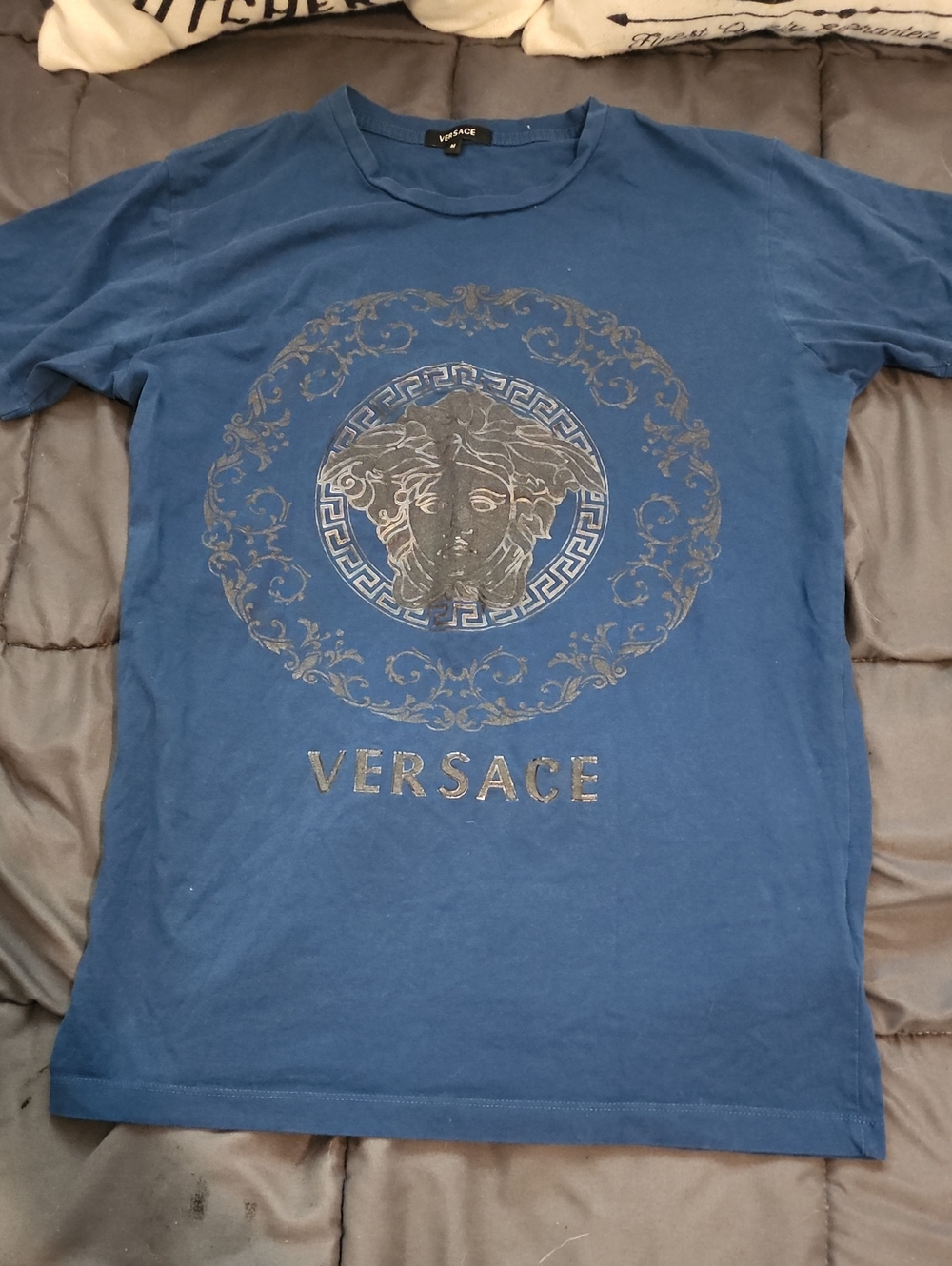 Authentic Versace Blue Short-Sleeve Medusa Graphic Tee Size M